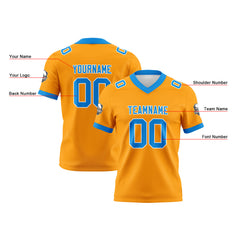 Benutzerdefinierte Orange Blau Fußball Trikots Personalisierter Name Nummer Logo