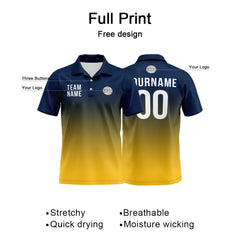 Benutzerdefinierte Marine Gelb Fußball Polo-Shirts Fügen Sie Ihr Einzigartiges hinzu Logo/Name/Nummer
