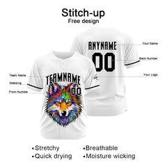 Benutzerdefinierte Baseball Jersey Personalisierte Baseball Shirt genäht und Druck Weiß