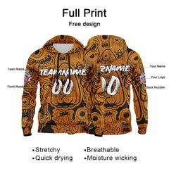 Benutzerdefinierter Sweatshirt-Hoodie für Mann, Frau, Mädchen, Junge. Drucken Sie Ihr Logo, Ihren Namen und Ihre Nummer Orange