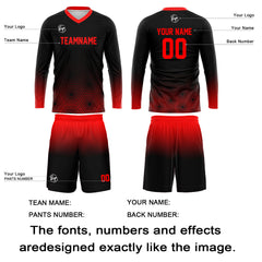 Kundenspezifisches Schwarz Rot Basketball Fußball Schießen langes T-Shirt für Erwachsene und Kinder