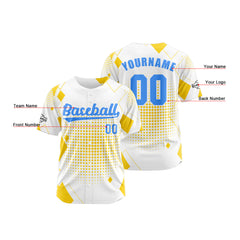 Benutzerdefiniert Weiß Gelb Baseball Uniformen Drucken für Jungs Mädchen und Kinder Machen Ihr Team Mehr Vielfältig