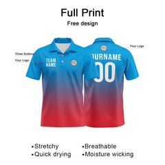 Benutzerdefinierte Blau Rot Fußball Polo-Shirts Fügen Sie Ihr Einzigartiges hinzu Logo/Name/Nummer