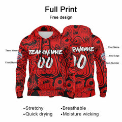 Benutzerdefinierter Sweatshirt-Hoodie für Mann, Frau, Mädchen, Junge. Drucken Sie Ihr Logo, Ihren Namen und Ihre Nummer Rot