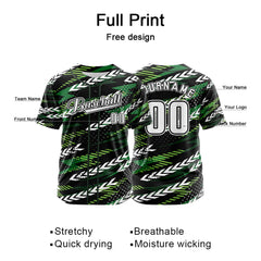 Benutzerdefiniert Schwarz Grün Baseball Uniformen Drucken für Jungs Mädchen und Kinder Machen Ihr Team Mehr Vielfältig