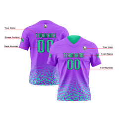 Benutzerdefinierte Grün Lila Reversibel Fußball Trikot Personalisierte Gradient Fußball Shirts für Männer gedruckt Team Name Nummer Logo