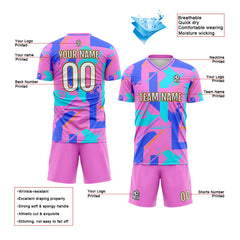 Benutzerdefinierte Rosa Blau Fußball Trikots für Männer Frauen Personalisierte Fußball Uniformen für Erwachsene und Kind