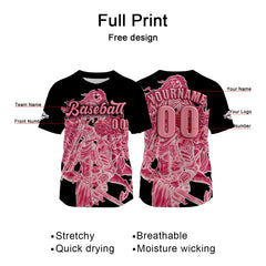 Benutzerdefiniert Schwarz Rosa Baseball Uniformen Drucken für Jungs Mädchen und Kinder Machen Ihr Team Mehr Vielfältig