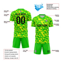 Benutzerdefinierte Grün Gelb Fußball Trikots für Männer Frauen Personalisierte Fußball Uniformen für Erwachsene und Kind