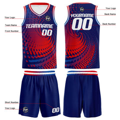 Benutzerdefinierter Marine Rot Basketball Jersey Uniform Anzug gedruckt Ihr Logo Name Nummer