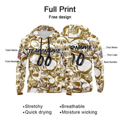 Benutzerdefinierter Sweatshirt-Hoodie für Mann, Frau, Mädchen, Junge. Drucken Sie Ihr Logo, Ihren Namen und Ihre Nummer Braun&Weiß