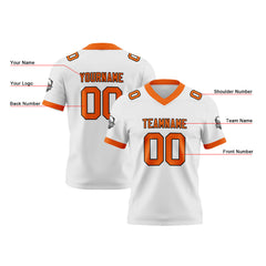 Benutzerdefinierte Weiß Orange Fußball Trikots Personalisierter Name Nummer Logo