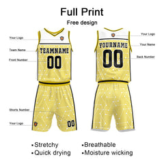 Benutzerdefinierter Weiß Gelb Basketball Jersey Uniform Anzug gedruckt Ihr Logo Name Nummer