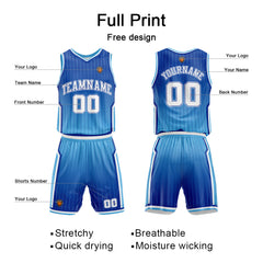 Benutzerdefinierte Blau Reversible Basketball Jersey Personalisierte Name Nummernlogo drucken