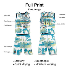 Benutzerdefinierter Blau Gelb Basketball Jersey Uniform Anzug gedruckt Ihr Logo Name Nummer