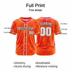Benutzerdefinierte Baseball Jersey Personalisierte Baseball Shirt genäht und Druck Orange