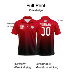 Benutzerdefinierte Rot Schwarz Weiß Fußball Polo-Shirts Fügen Sie Ihr Einzigartiges hinzu Logo/Name/Nummer