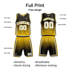 Benutzerdefinierte Schwarz Gelb Reversible Basketball Jersey Personalisierte Name Nummernlogo drucken