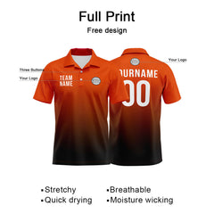 Benutzerdefinierte Orange Schwarz Fußball Polo-Shirts Fügen Sie Ihr Einzigartiges hinzu Logo/Name/Nummer