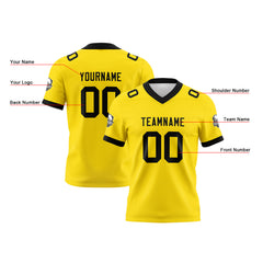Benutzerdefinierte Gelb Schwarz Fußball Trikots Personalisierter Name Nummer Logo