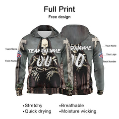Benutzerdefinierter Sweatshirt-Hoodie für Mann, Frau, Mädchen, Junge. Drucken Sie Ihr Logo, Ihren Namen und Ihre Nummer Pastor Skelett