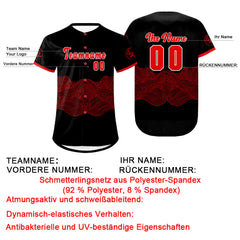 Benutzerdefiniert Schwarz Rot Personalisierter Baseball Jersey mit Farbverlauf Team Uniform mit Namen und Nummer