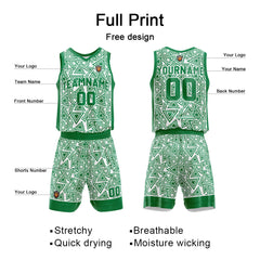 Benutzerdefinierte Grün Reversible Basketball Jersey Personalisierte Name Nummernlogo drucken