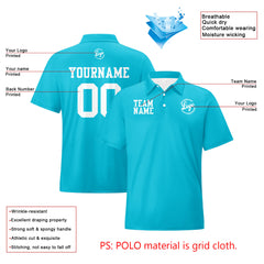 Benutzerdefinierte Cyan Weiß Fußball Polo-Shirts Fügen Sie Ihr Einzigartiges hinzu Logo/Name/Nummer