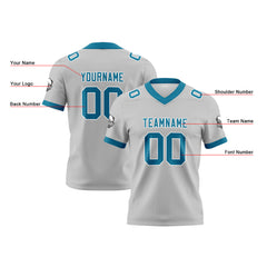 Benutzerdefinierte Grau Blau Fußball Trikots Personalisierter Name Nummer Logo