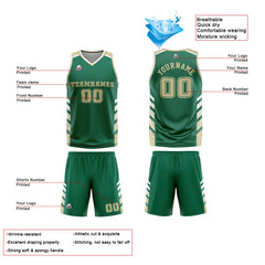 Benutzerdefinierter Grün Gelb Basketball Jersey Uniform Anzug gedruckt Ihr Logo Name Nummer
