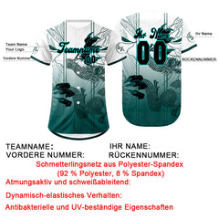 Benutzerdefiniert Weiß Cyan Personalisierter Baseball Jersey mit Farbverlauf Team Uniform mit Namen und Nummer