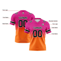 Benutzerdefinierte Rose & Orange Gradient Fußball Trikots Personalisierter Name Nummer Logo
