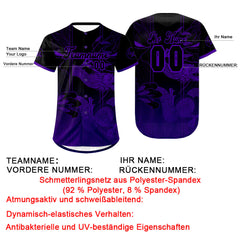 Benutzerdefiniert Schwarz Lila Personalisierter Baseball Jersey mit Farbverlauf Team Uniform mit Namen und Nummer