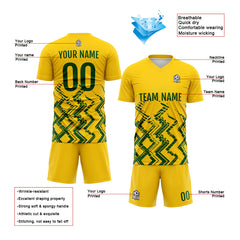 Benutzerdefinierte Gelb Grün Fußball Trikots für Männer Frauen Personalisierte Fußball Uniformen für Erwachsene und Kind
