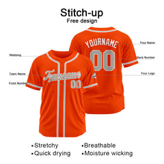 Benutzerdefinierte Authentisch Baseball-Trikot Orange Netz