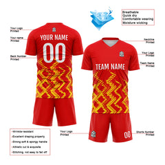 Benutzerdefinierte Rot Orange Fußball Trikots für Männer Frauen Personalisierte Fußball Uniformen für Erwachsene und Kind