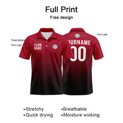 Benutzerdefinierte Rot Schwarz Fußball Polo-Shirts Fügen Sie Ihr Einzigartiges hinzu Logo/Name/Nummer