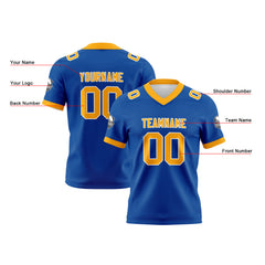 Benutzerdefinierte Blau Gelb Fußball Trikots Personalisierter Name Nummer Logo