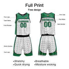 Benutzerdefinierter Basketball Jersey Uniform Anzug für Männer Frauen Mädchen Jungen gedruckt Ihr Logo Name Nummer Grün