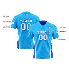 Benutzerdefinierte Blau Reversibel Fußball Trikot Personalisierte Gradient Fußball Shirts für Männer gedruckt Team Name Nummer Logo