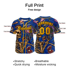 Benutzerdefiniert Blau Gelb Baseball Uniformen Drucken für Jungs Mädchen und Kinder Machen Ihr Team Mehr Vielfältig