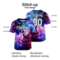 Benutzerdefinierte Baseball Jersey Personalisierte Baseball Shirt genäht und Druck Sternenhimmel Wolf