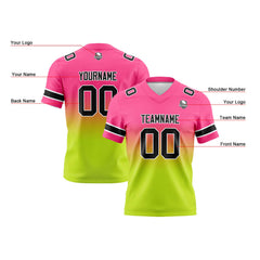 Benutzerdefinierte Rosa & Chartreuse Gradient Fußball Trikots Personalisierter Name Nummer Logo