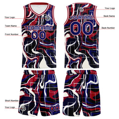 Benutzerdefinierter Marine Rot Basketball Jersey Uniform Anzug gedruckt Ihr Logo Name Nummer