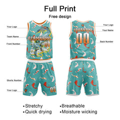 Benutzerdefinierter Teal Orange Basketball Jersey Uniform Anzug gedruckt Ihr Logo Name Nummer