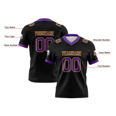 Benutzerdefinierte Schwarz Lila Fußball Trikots Personalisierter Name Nummer Logo