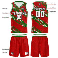 Benutzerdefinierte Rot Grün Reversible Basketball Jersey Personalisierte Print Name Nummer Logo