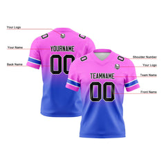 Benutzerdefinierte Rosa & Blau Gradient Fußball Trikots Personalisierter Name Nummer Logo