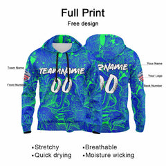 Benutzerdefinierter Sweatshirt-Hoodie für Mann, Frau, Mädchen, Junge. Drucken Sie Ihr Logo, Ihren Namen und Ihre Nummer Royal Grün