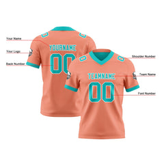 Benutzerdefinierte Lichtorange Teal Reversibel Genäht Fußball Trikot Personalisierte Fußball Shirts für Männer gedruckt Team Name Nummer Logo